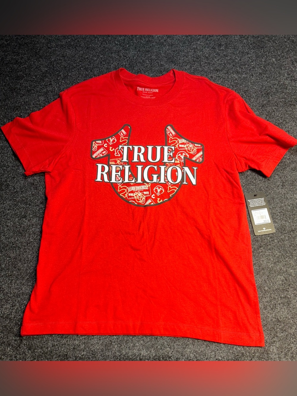 True Religion Men's Horseshoe Logo Tee T-Shirt Size S Red